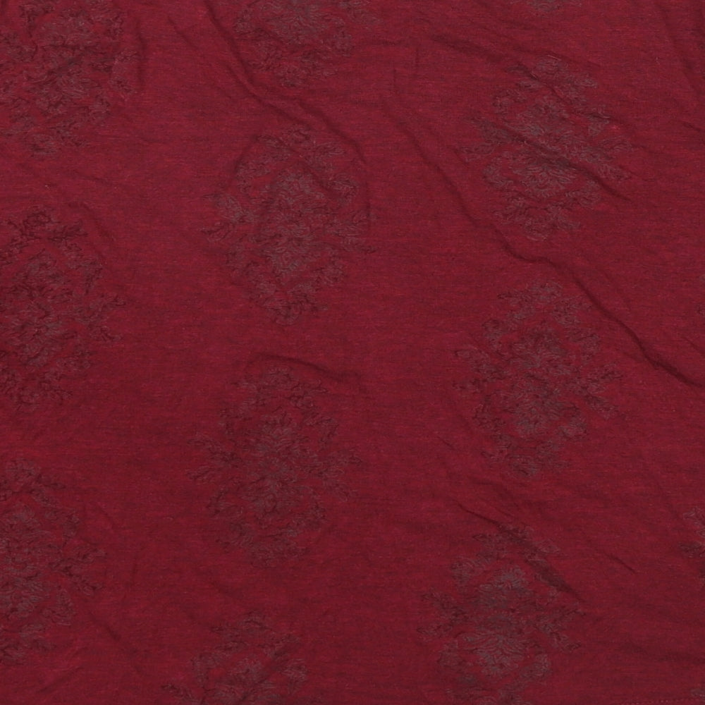 White Stuff Womens Red Floral Viscose Basic Blouse Size 16 Round Neck