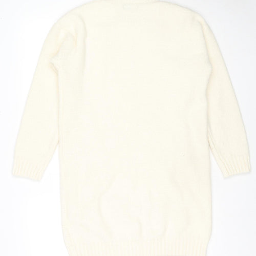 Studio Womens White Round Neck Acrylic Tunic Jumper Size 8 - Size 8-10