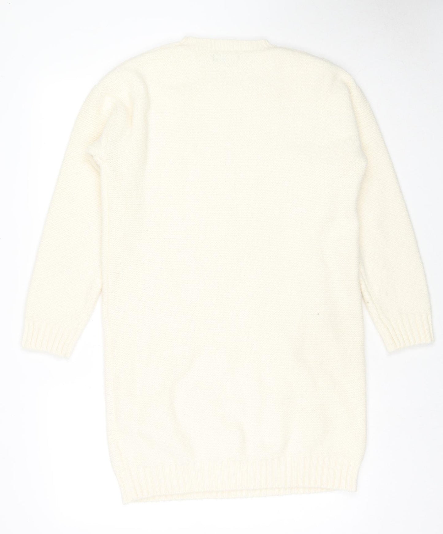 Studio Womens White Round Neck Acrylic Tunic Jumper Size 8 - Size 8-10