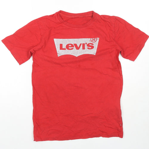 Levi's Boys Red Cotton Basic T-Shirt Size 16 Years Round Neck Pullover - Logo