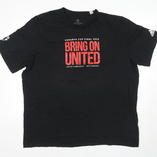 adidas Mens Black Cotton T-Shirt Size 2XL Round Neck - Cup Final 2023 United Vs Newcastle