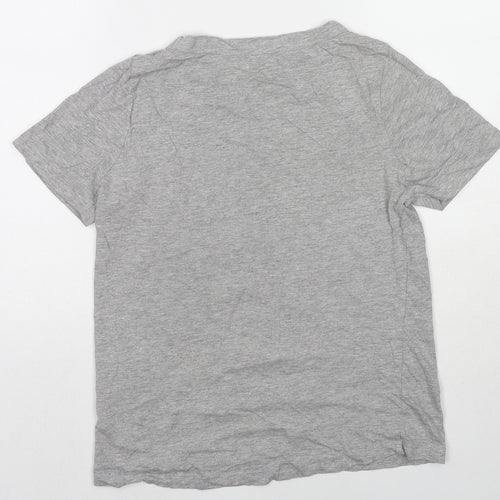 Sfera Womens Grey Polyester Basic T-Shirt Size S Round Neck - Beaded Detail