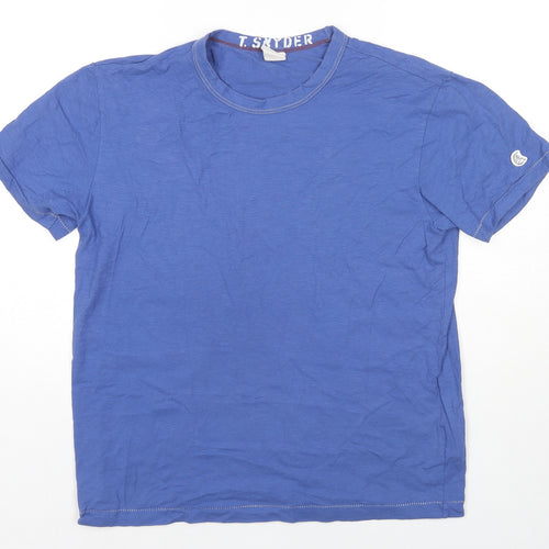 Champion Mens Blue Cotton T-Shirt Size M Round Neck