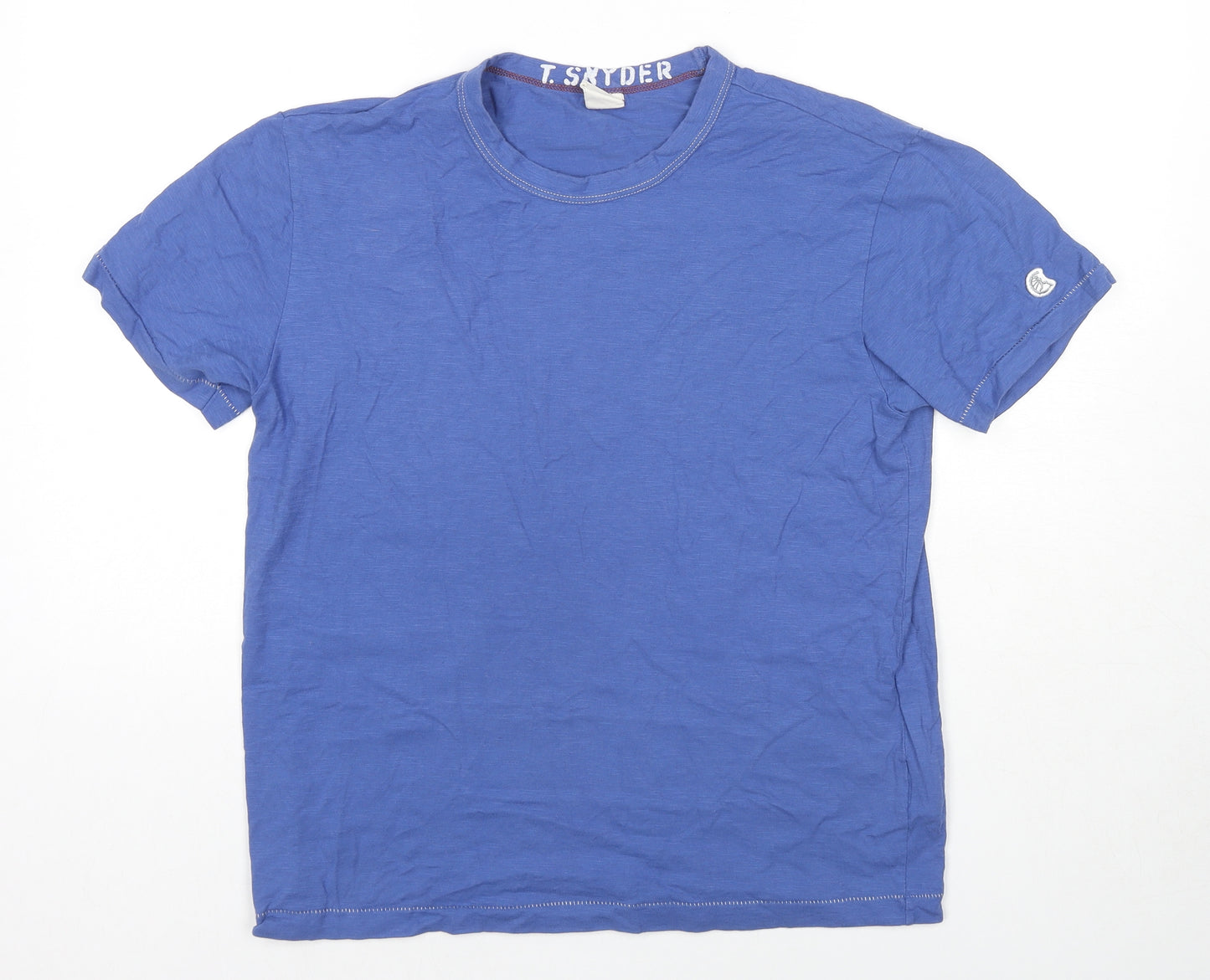 Champion Mens Blue Cotton T-Shirt Size M Round Neck