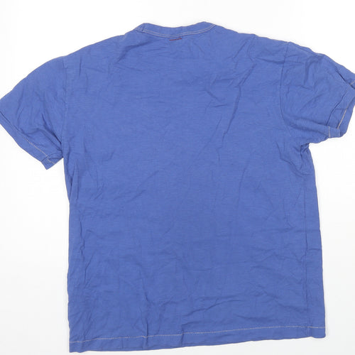Champion Mens Blue Cotton T-Shirt Size M Round Neck