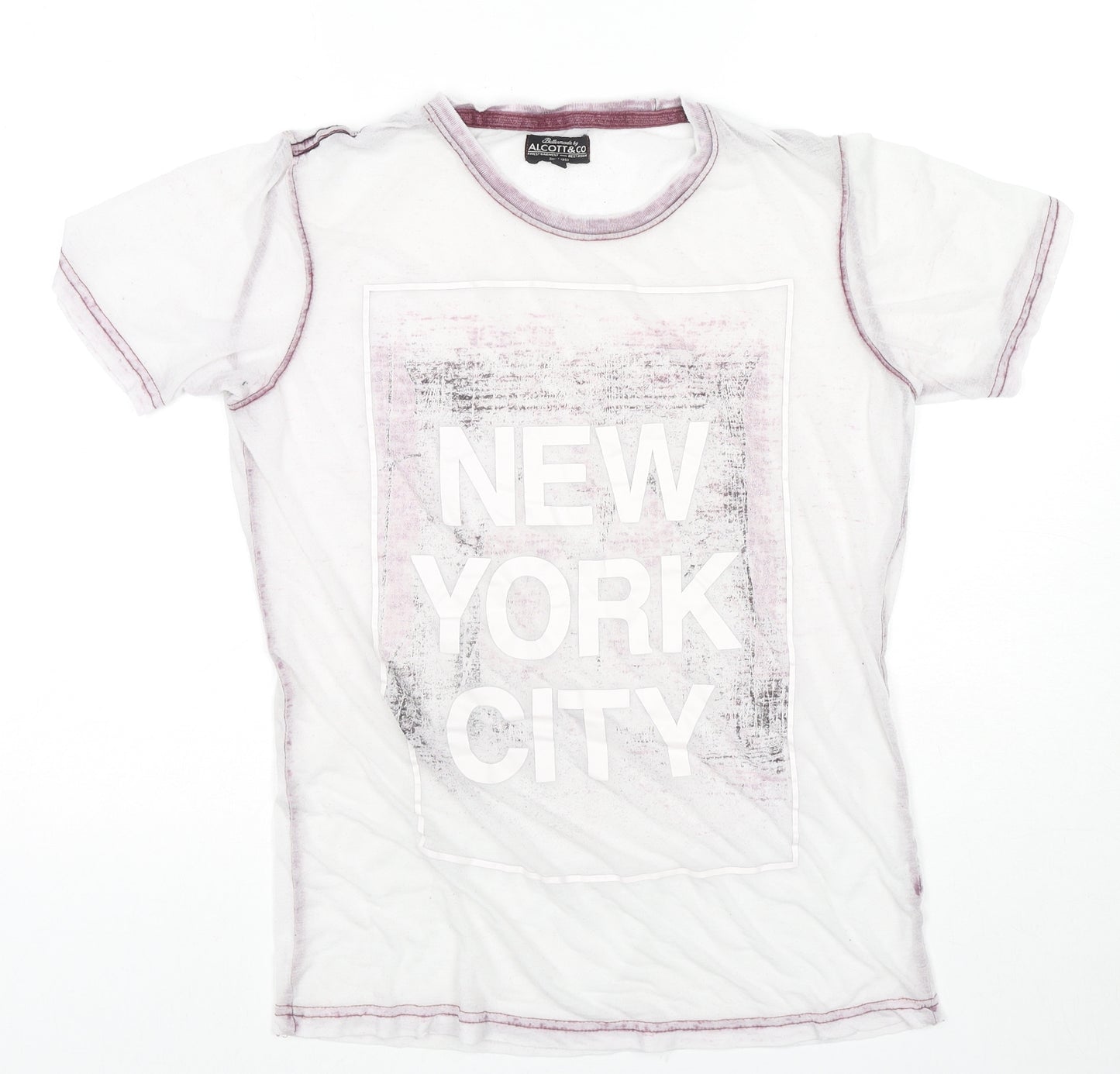 alcott Mens Ivory Cotton T-Shirt Size M Roll Neck - New York City