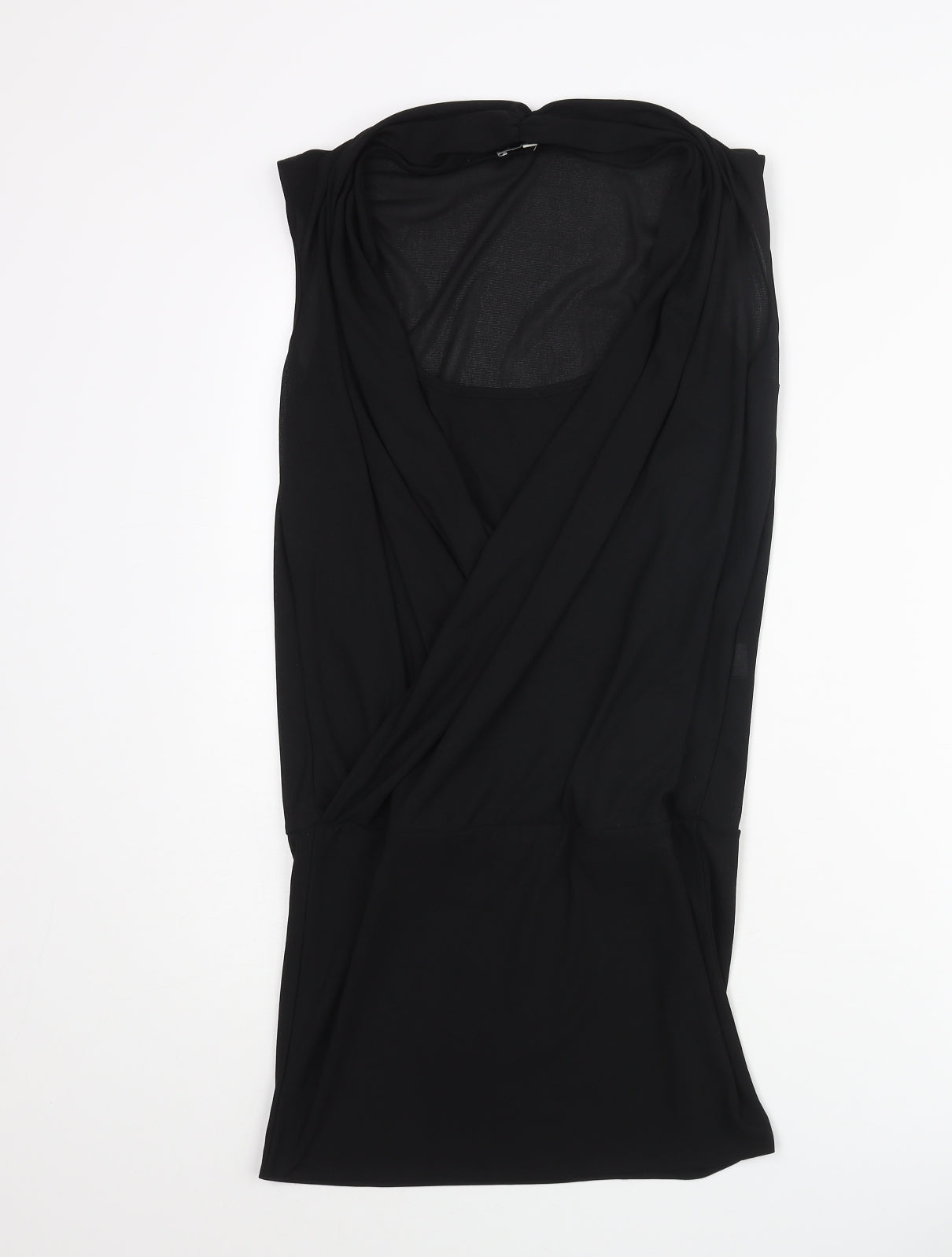 River Island Womens Black Polyester Tunic Blouse Size 10 V-Neck - Layered Wrap Style