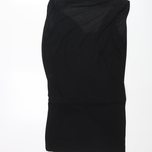 River Island Womens Black Polyester Tunic Blouse Size 10 V-Neck - Layered Wrap Style