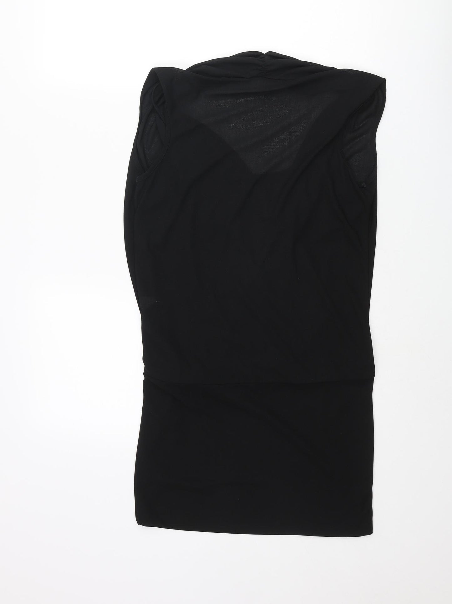 River Island Womens Black Polyester Tunic Blouse Size 10 V-Neck - Layered Wrap Style