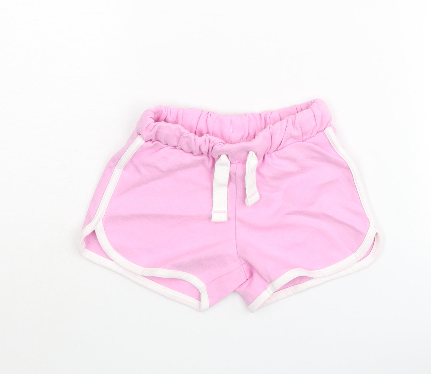 Marks and Spencer Girls Pink Cotton Sweat Shorts Size 2-3 Years Regular Drawstring