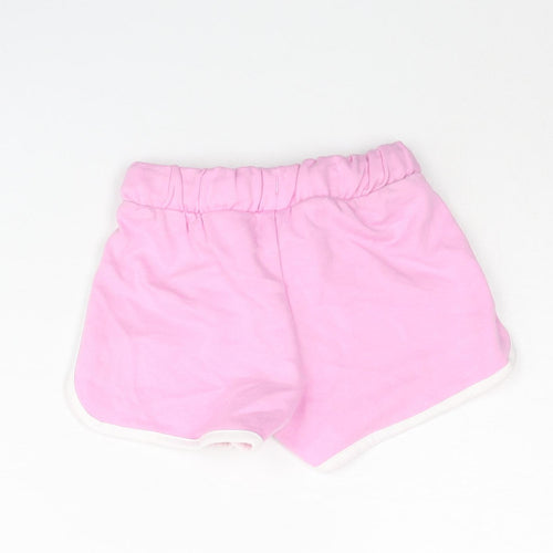 Marks and Spencer Girls Pink Cotton Sweat Shorts Size 2-3 Years Regular Drawstring