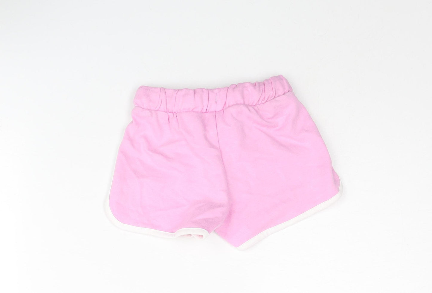 Marks and Spencer Girls Pink Cotton Sweat Shorts Size 2-3 Years Regular Drawstring