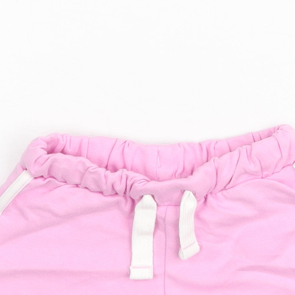 Marks and Spencer Girls Pink Cotton Sweat Shorts Size 2-3 Years Regular Drawstring