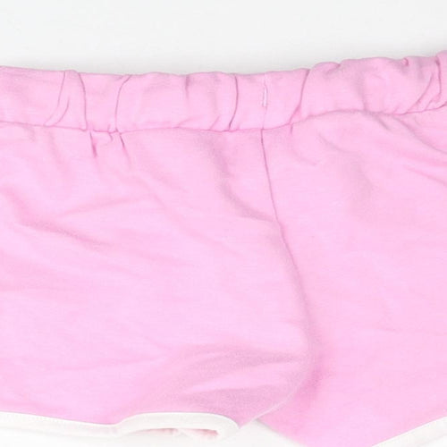 Marks and Spencer Girls Pink Cotton Sweat Shorts Size 2-3 Years Regular Drawstring