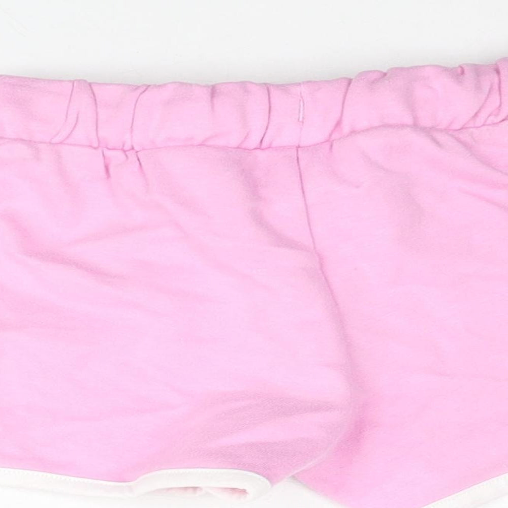 Marks and Spencer Girls Pink Cotton Sweat Shorts Size 2-3 Years Regular Drawstring