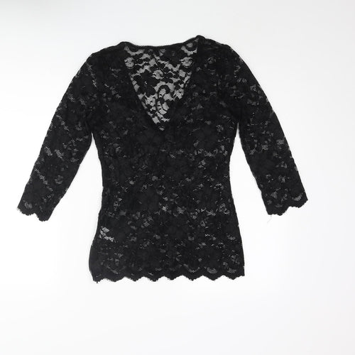 ASOS Womens Black Nylon Basic Blouse Size 12 V-Neck
