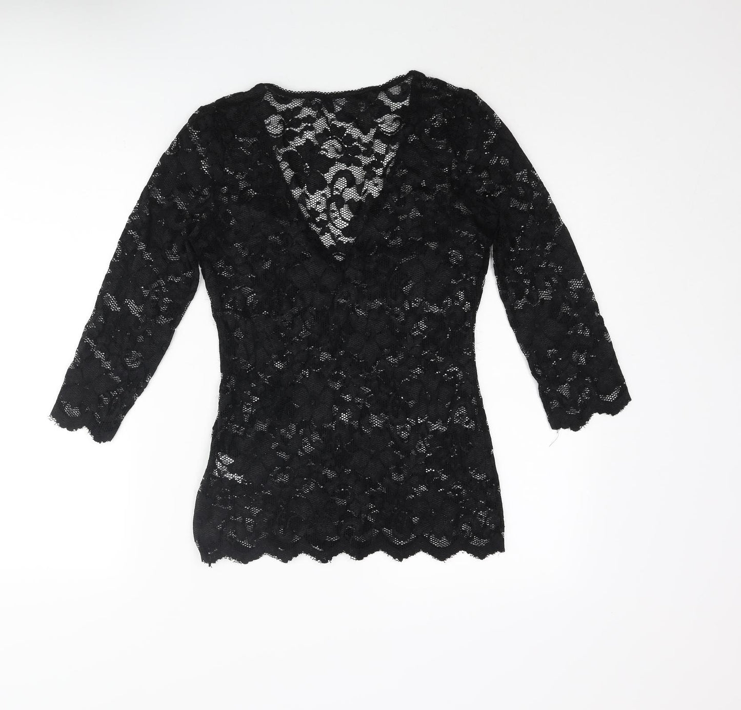 ASOS Womens Black Nylon Basic Blouse Size 12 V-Neck