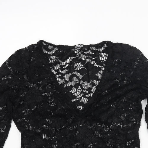 ASOS Womens Black Nylon Basic Blouse Size 12 V-Neck