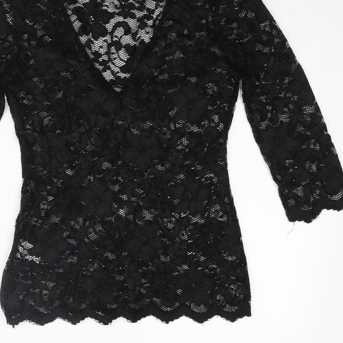 ASOS Womens Black Nylon Basic Blouse Size 12 V-Neck