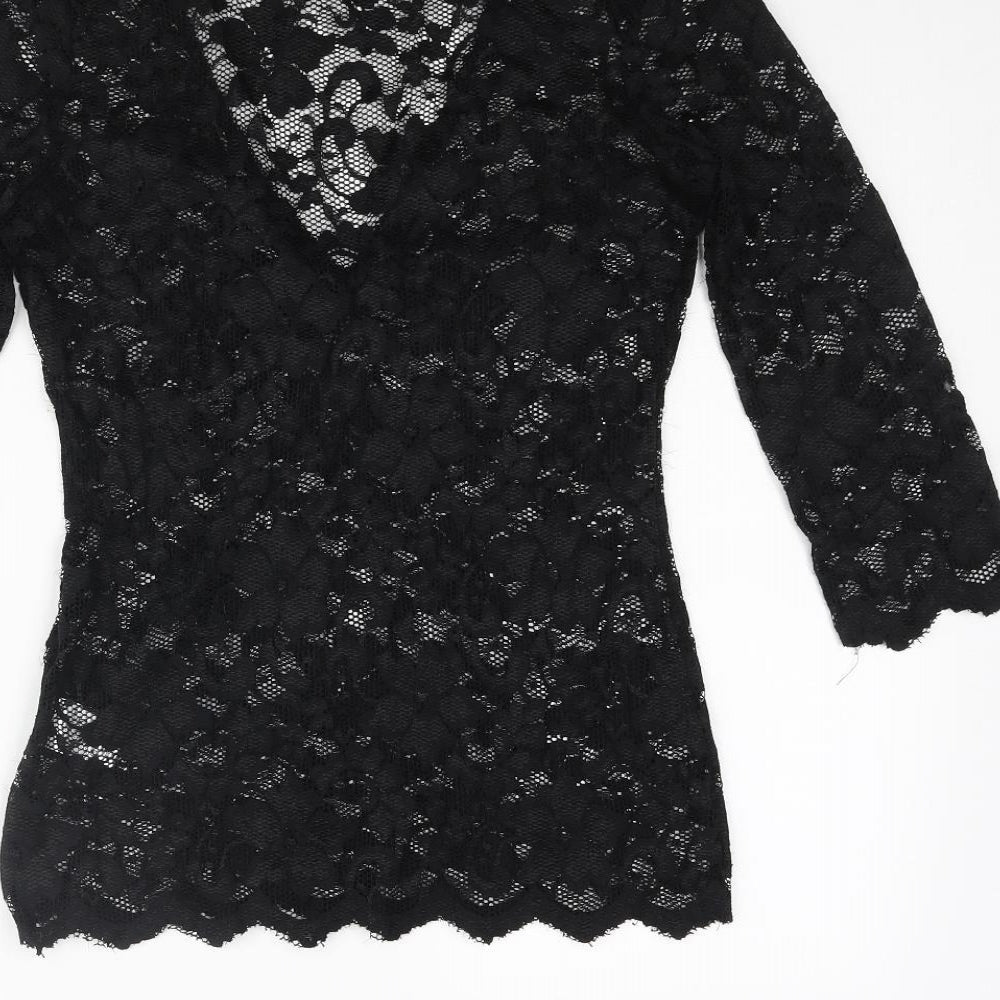ASOS Womens Black Nylon Basic Blouse Size 12 V-Neck