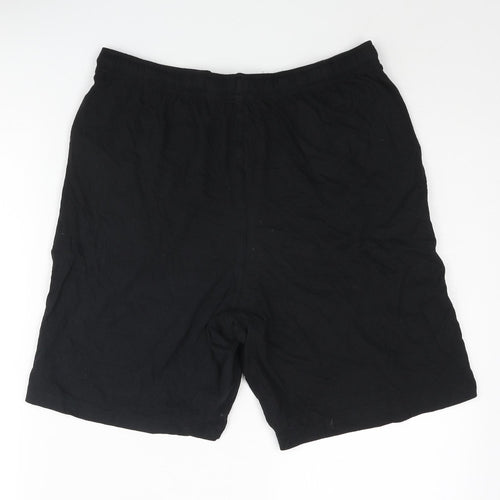 Marks and Spencer Mens Black Solid Polyester Sleep Shorts Size M Drawstring