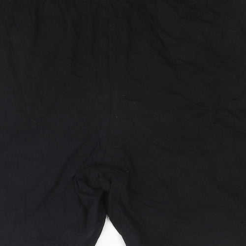 Marks and Spencer Mens Black Solid Polyester Sleep Shorts Size M Drawstring