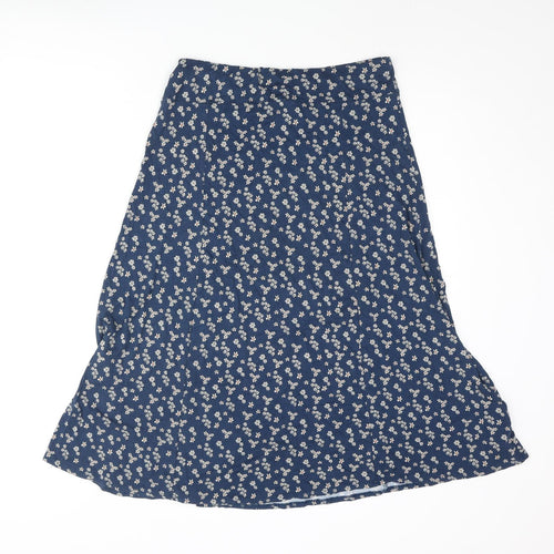 Marks and Spencer Womens Blue Floral Viscose A-Line Skirt Size 10