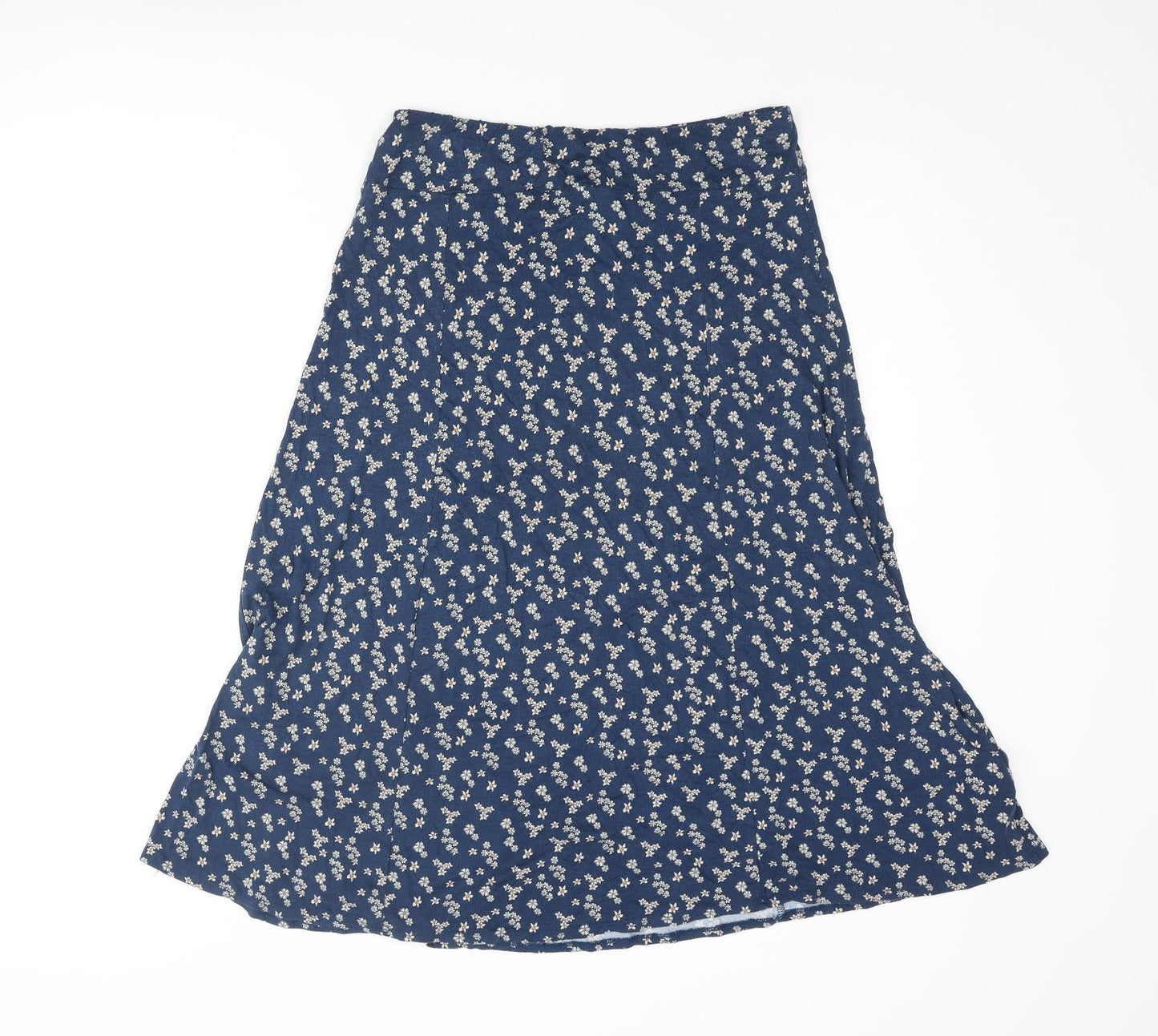 Marks and Spencer Womens Blue Floral Viscose A-Line Skirt Size 10