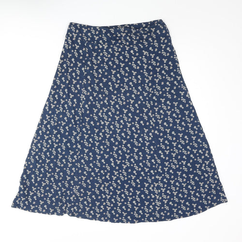 Marks and Spencer Womens Blue Floral Viscose A-Line Skirt Size 10