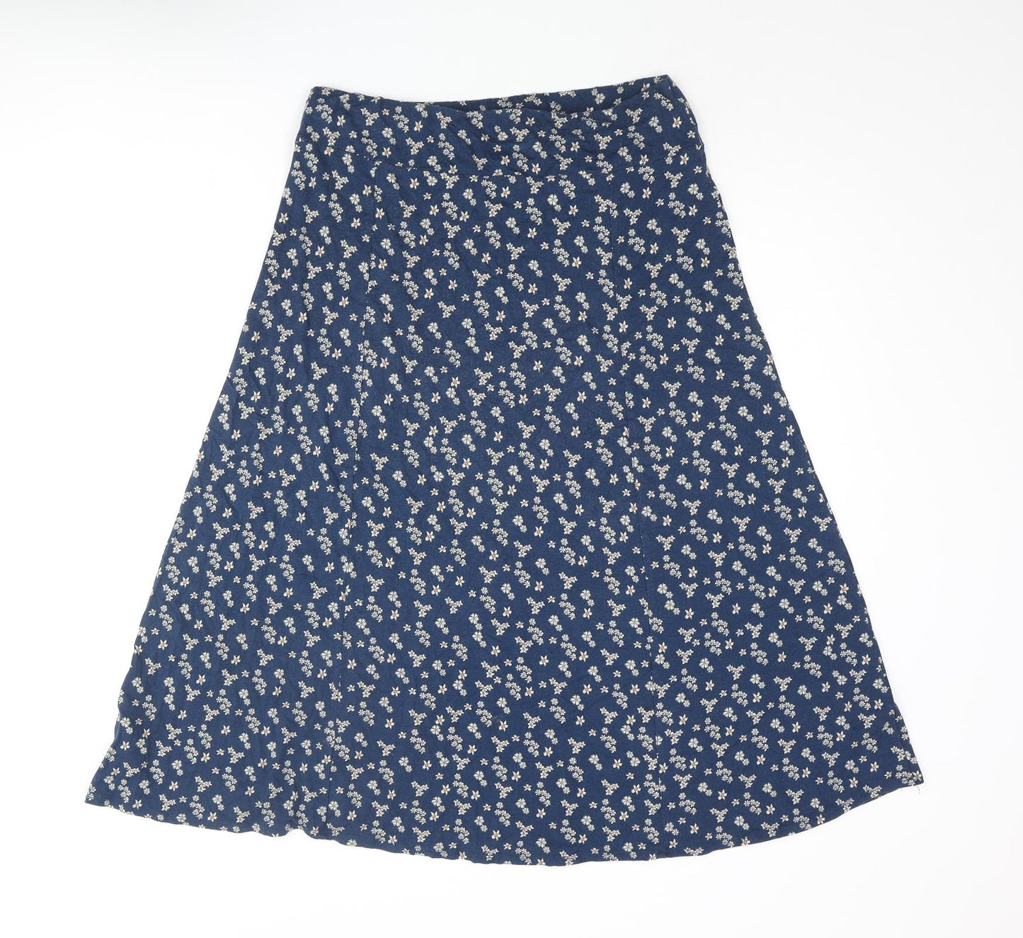 Marks and Spencer Womens Blue Floral Viscose A-Line Skirt Size 10