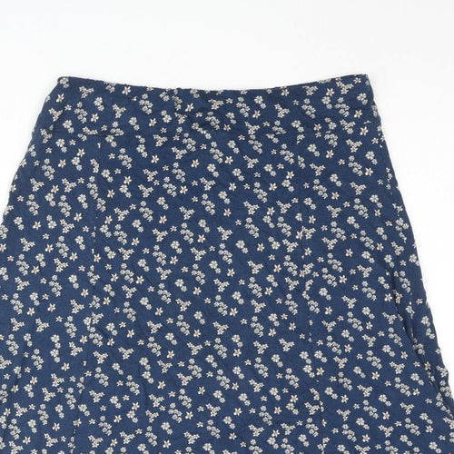 Marks and Spencer Womens Blue Floral Viscose A-Line Skirt Size 10