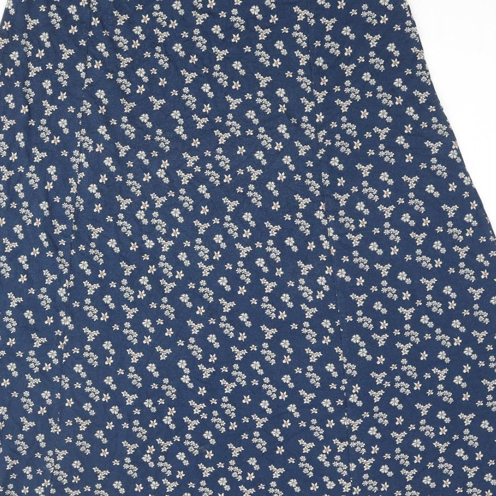 Marks and Spencer Womens Blue Floral Viscose A-Line Skirt Size 10