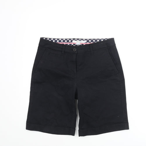 Boden Womens Black Cotton Chino Shorts Size 8 L8 in Regular Zip