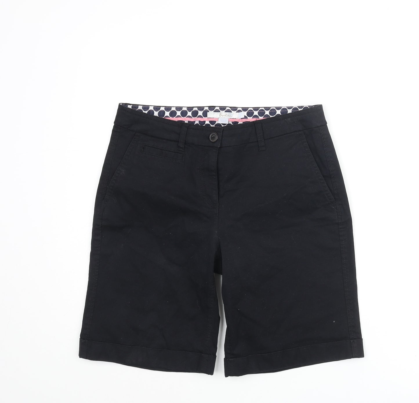 Boden Womens Black Cotton Chino Shorts Size 8 L8 in Regular Zip