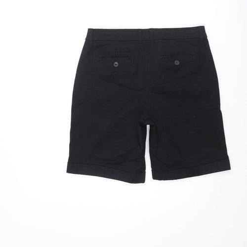 Boden Womens Black Cotton Chino Shorts Size 8 L8 in Regular Zip