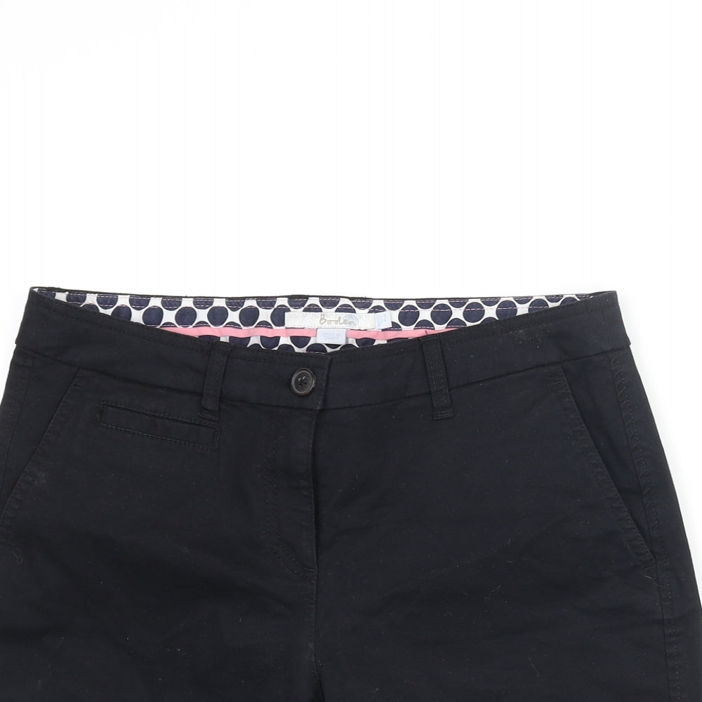 Boden Womens Black Cotton Chino Shorts Size 8 L8 in Regular Zip