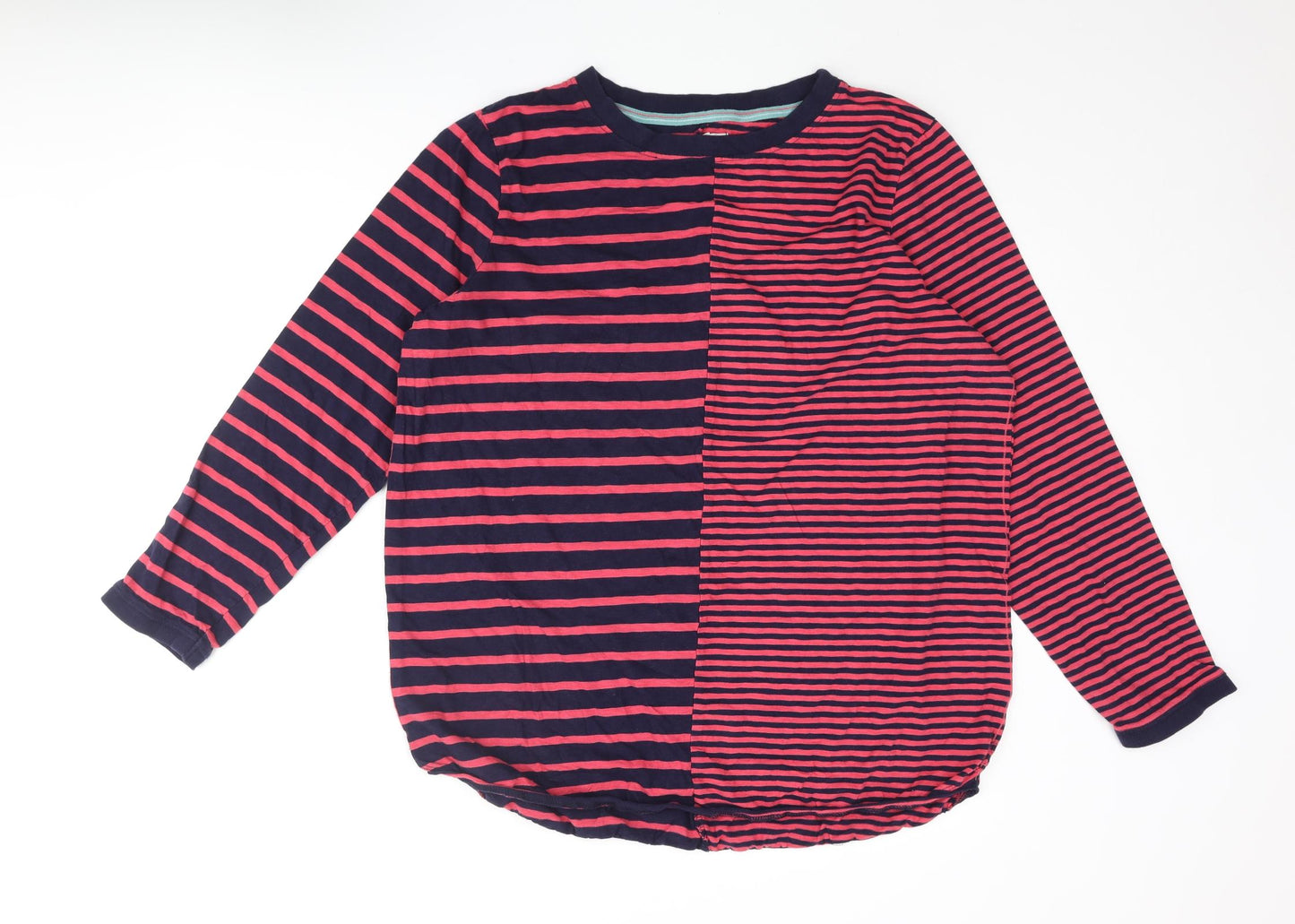 White Stuff Womens Blue Striped Cotton Basic Blouse Size 22 Round Neck
