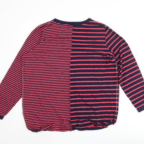 White Stuff Womens Blue Striped Cotton Basic Blouse Size 22 Round Neck