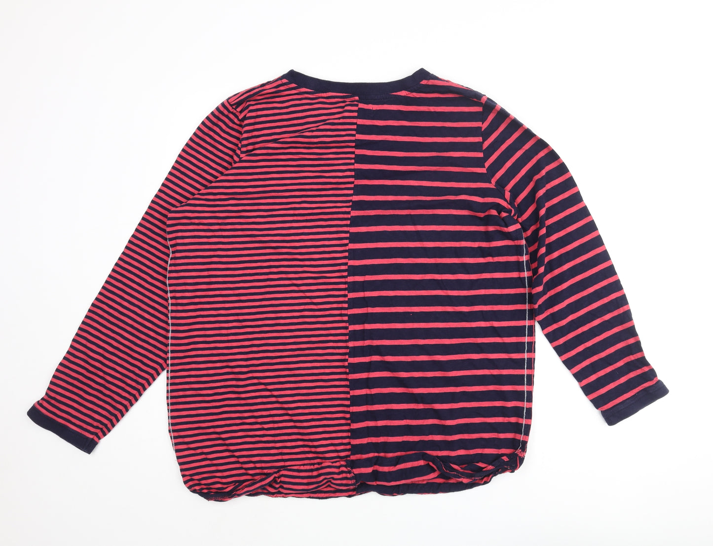 White Stuff Womens Blue Striped Cotton Basic Blouse Size 22 Round Neck