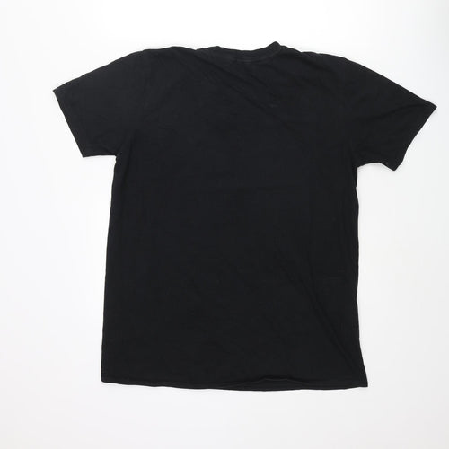 PRETTYLITTLETHING Womens Black Polyester Basic T-Shirt Size M Round Neck - Wanderer Road Print