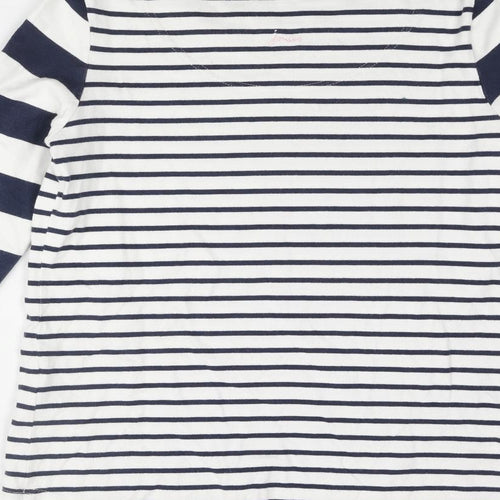 Joules Womens Blue Striped Cotton Basic T-Shirt Size 12 Round Neck