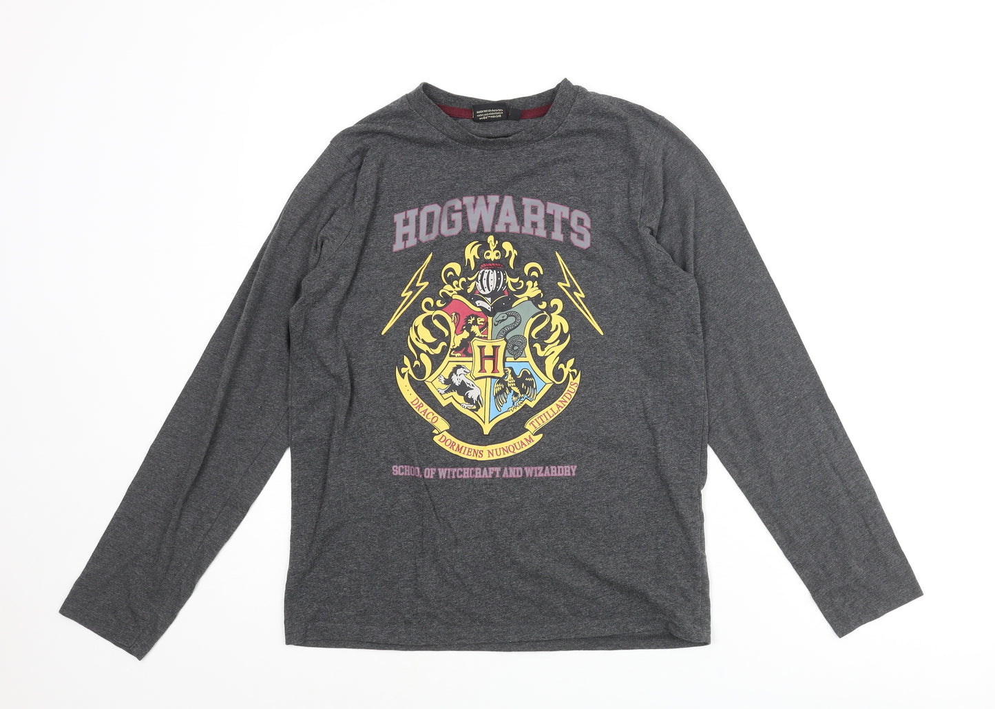 Harry Potter Girls Grey Solid Polyester Top Pyjama Top Size 12-13 Years Pullover - Hogwarts Crest Print