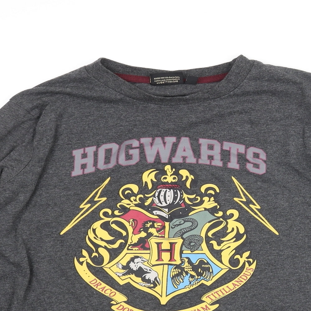 Harry Potter Girls Grey Solid Polyester Top Pyjama Top Size 12-13 Years Pullover - Hogwarts Crest Print