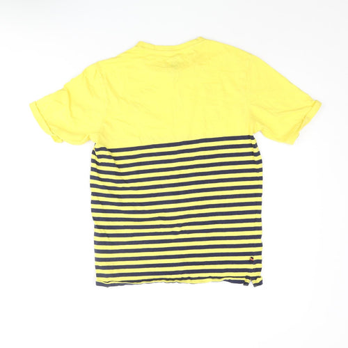 Luke Junior Boys Yellow Cotton Basic T-Shirt Size 12-13 Years Round Neck Pullover - Stripe Print