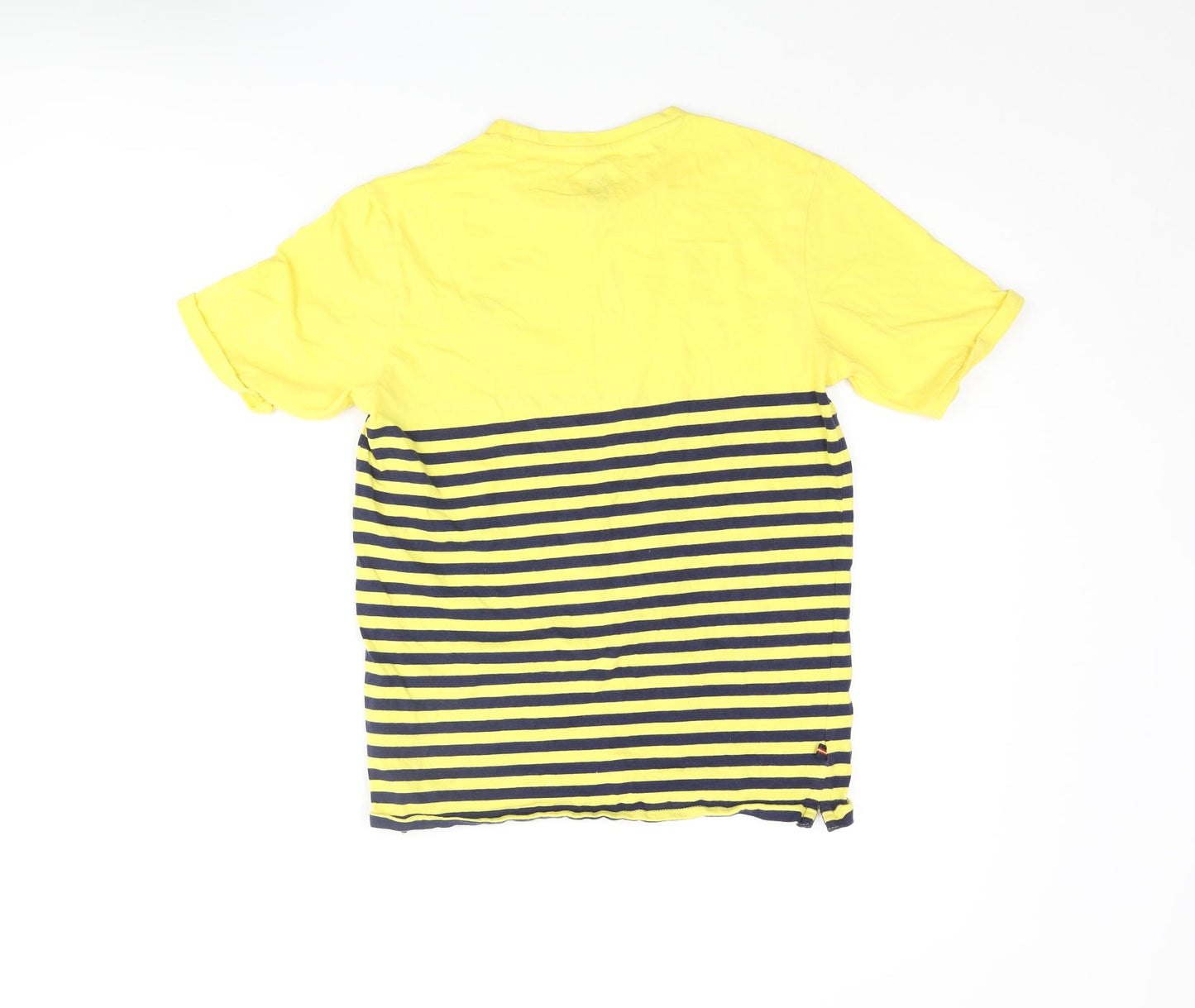 Luke Junior Boys Yellow Cotton Basic T-Shirt Size 12-13 Years Round Neck Pullover - Stripe Print