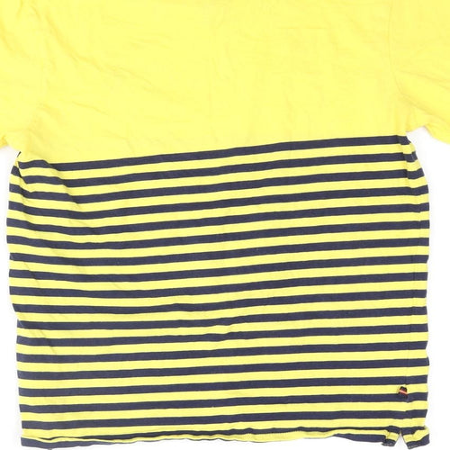 Luke Junior Boys Yellow Cotton Basic T-Shirt Size 12-13 Years Round Neck Pullover - Stripe Print