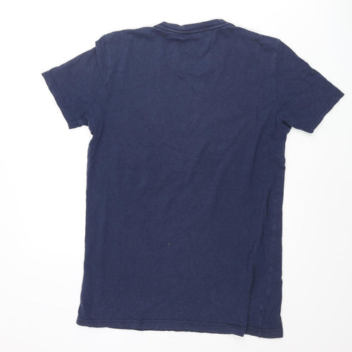 American Eagle Mens Blue Cotton T-Shirt Size S Round Neck - Eagle Print