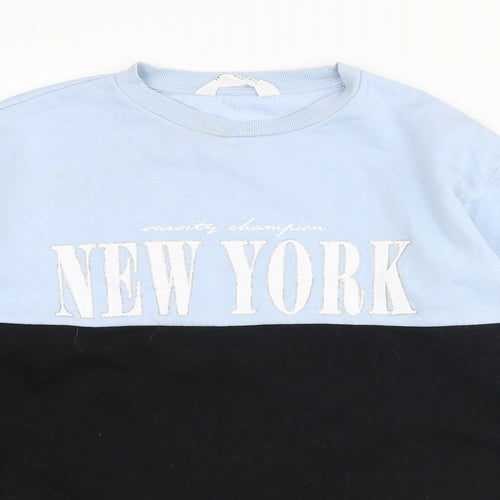 H&M Girls Multicoloured Colourblock Cotton Pullover Sweatshirt Size 11-12 Years Pullover - New York Drawstring