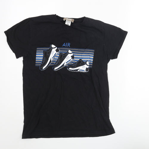 Nike Womens Black Cotton Basic T-Shirt Size S Round Neck - Nike Air Trainer Print