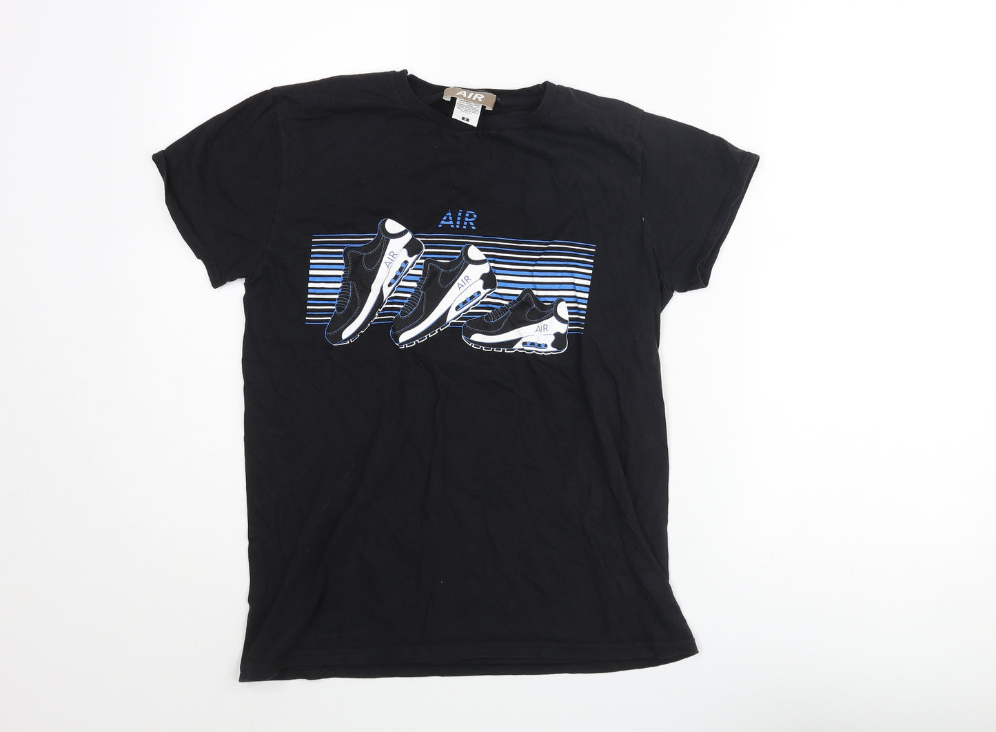 Nike Womens Black Cotton Basic T-Shirt Size S Round Neck - Nike Air Trainer Print